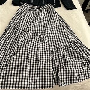 Who What Wear Black and White Gingham A-Line Skirt